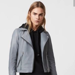 All Saints Gray Leather Jacket